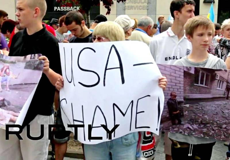 В Киеве прошла акция протеста против американского присутствия на Украине