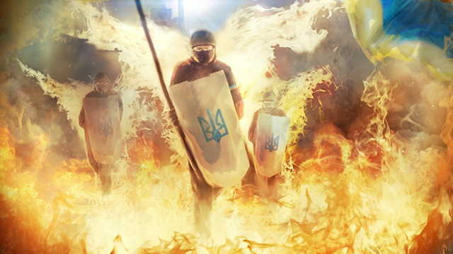 В Киеве сожгли баннер Небесной Сотни