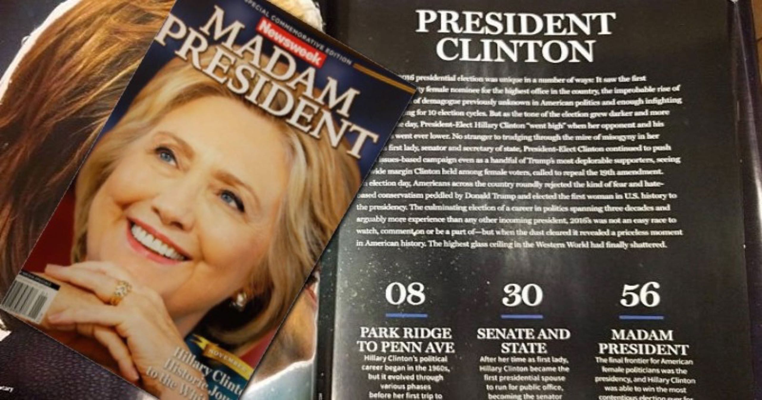 Мадам президент: на eBay продаётся тираж Newsweek с поздравлениями Клинтон
