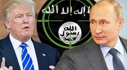 Путин и Трамп пытаются поднять флаг над «игиловским рейхстагом» Путин и Трамп пытаются поднять флаг над «игиловским рейхстагом»