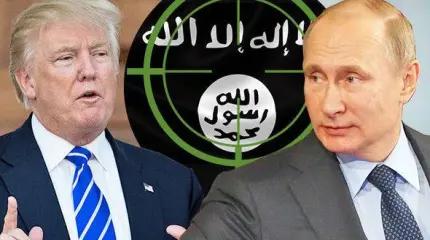 Путин и Трамп пытаются поднять флаг над «игиловским рейхстагом» Путин и Трамп пытаются поднять флаг над «игиловским рейхстагом»