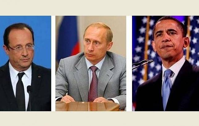 Путин выгодно смотрится на фоне Обамы и Олланда