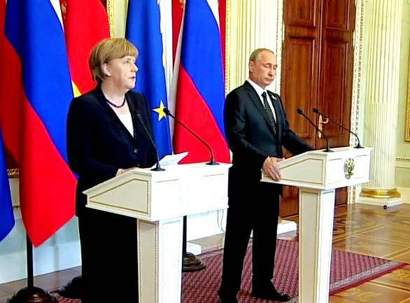 Пресс-подход Владимира Путина и канцлера ФРГ Ангелы Меркель