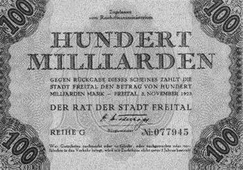 Гиперинфляция в Германии в 1919-1923 годах