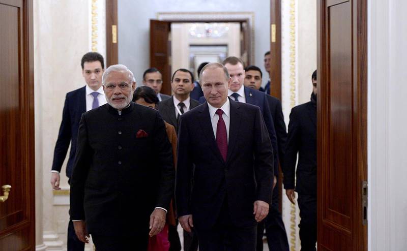 Владимир Путин принял в Кремле премьера Индии Нарендру Моди