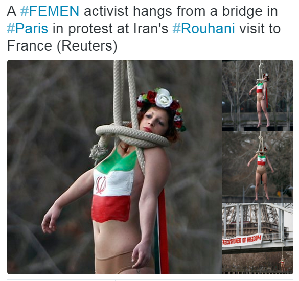 "Повешенная" Femen во Франции