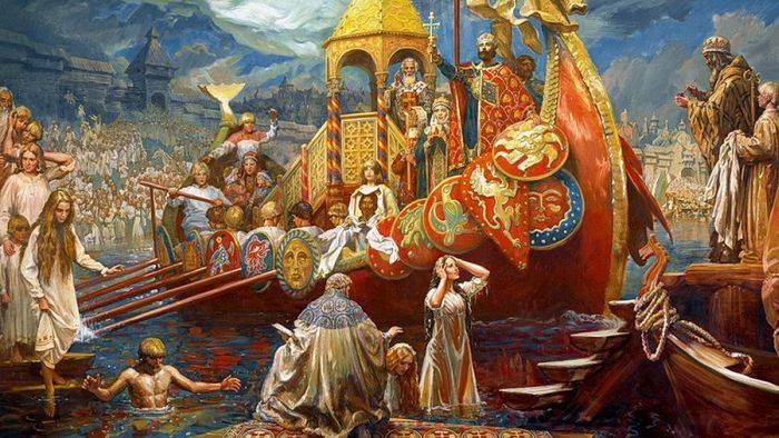Князь Владимир вывел из освящённых вод единый народ