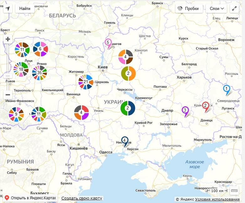 Опубликована карта захватов храмов УПЦ МП на Украине